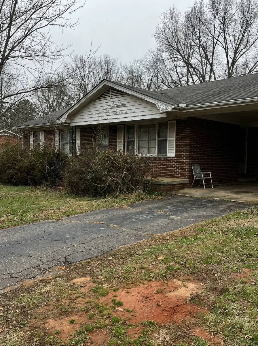 Vacant rental property in North Carolina after tenant eviction showing wear and deferred maintenance