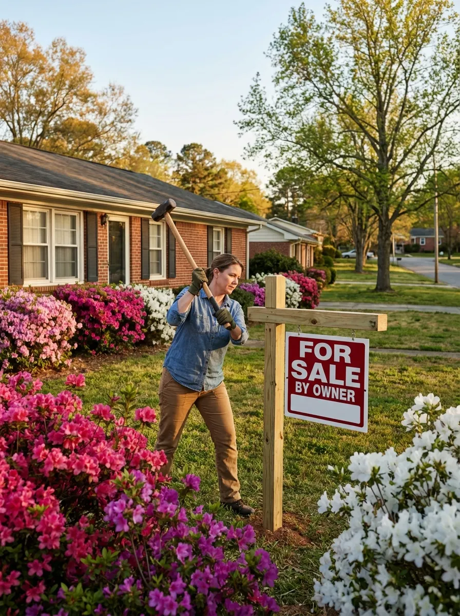 FSBO yard sign in front of a North Carolina home for sale by owner